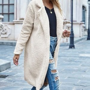 white long fur teddy coat